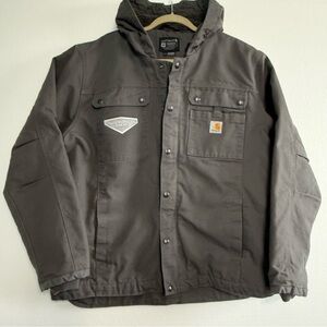 Carhartt Hoodie Utility Jacket Men’s XL Sherpa Lined Washed Duck Outerwear Gray